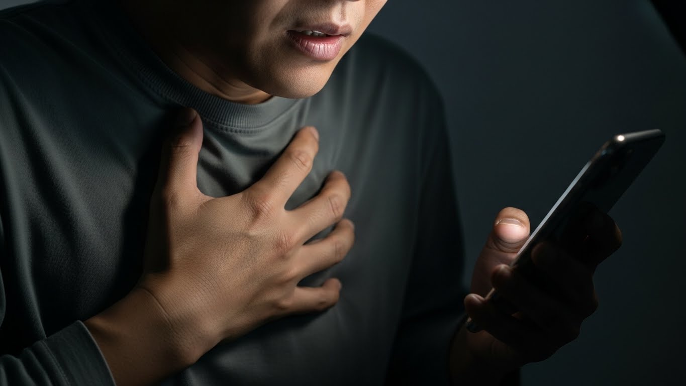 가슴 통증 등 혈관 이상 신호를 느끼고 즉시 도움을 요청하려는 긴박한 순간
