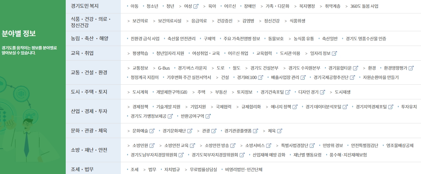 복지 혜택부터 교통 정보까지 분야별로 정리된 내용을 찾아보는 모습