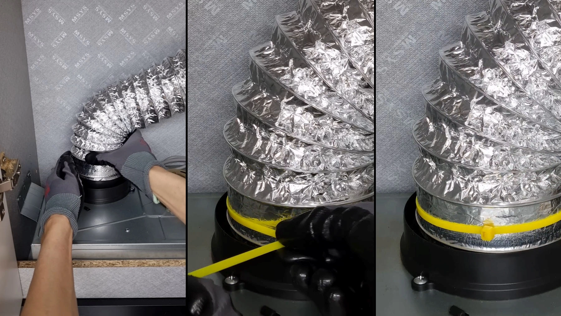 후드 배관 고정 모습