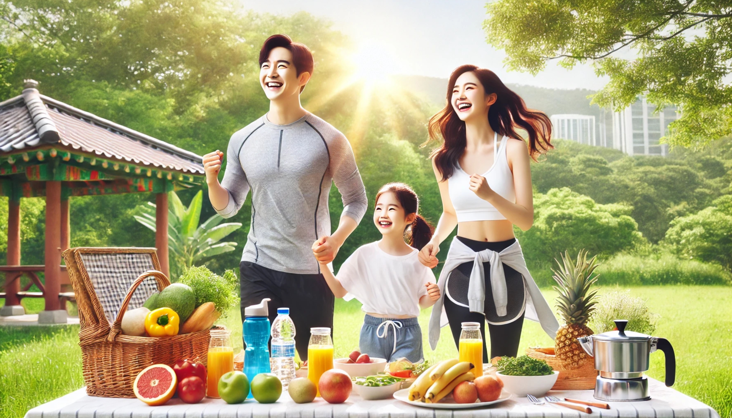 암에 걸리지 않은 건강하고 활기찬 가족의 모습