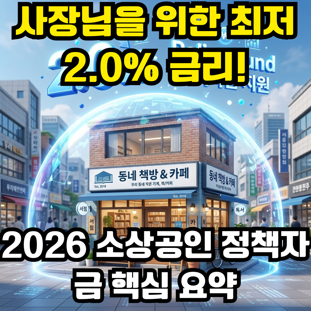 2026년 소상공인 정책자금 최저 연 2.0% 저금리 대출 및 대환대출 신청 자격 안내