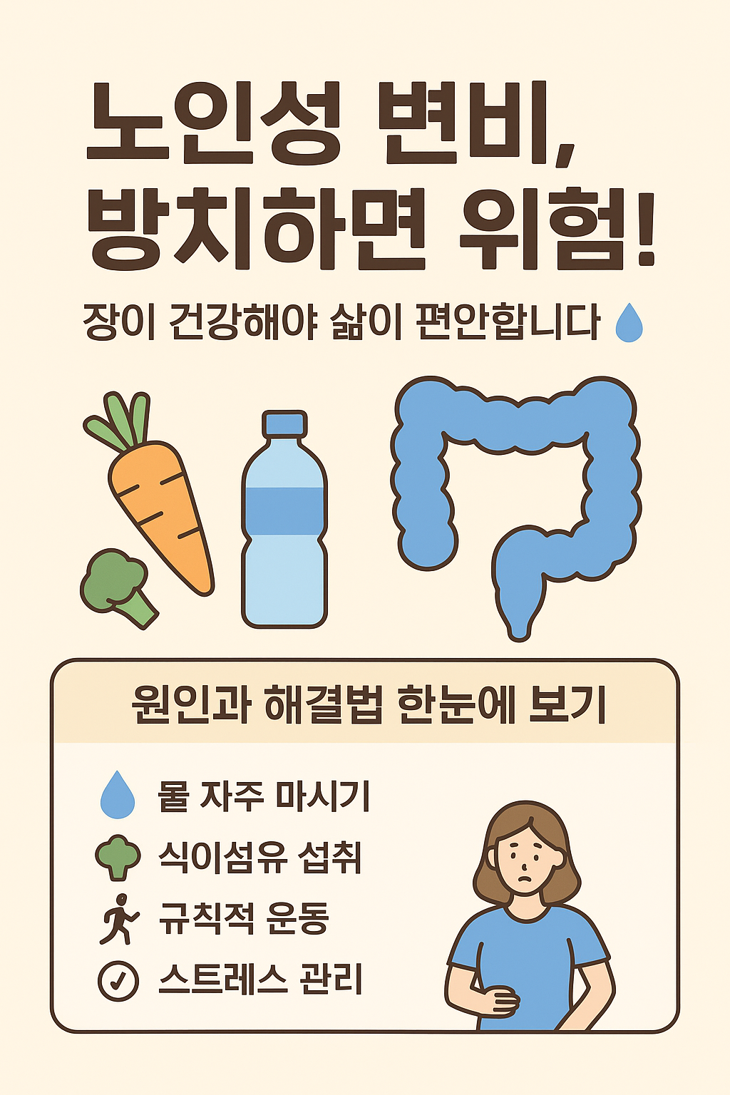 노인성 변비, 원인과 해결법 - 식습관부터 운동까지 단계별 관리법