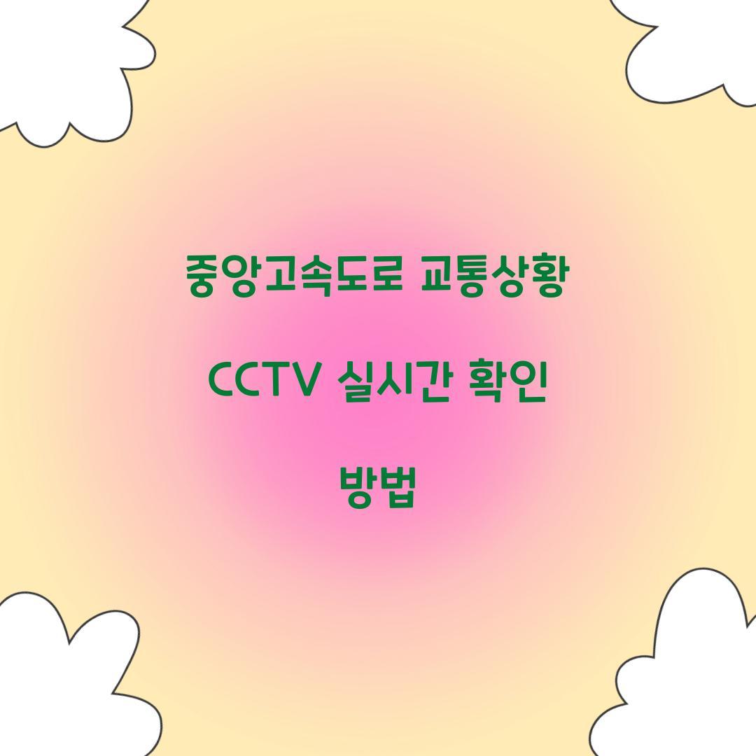 중앙고속도로 교통상황 CCTV