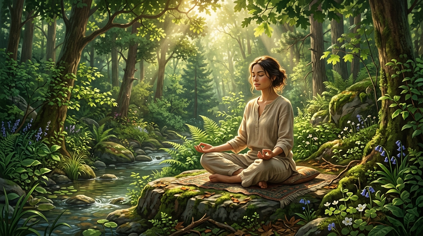 평화로운 자연 속 명상