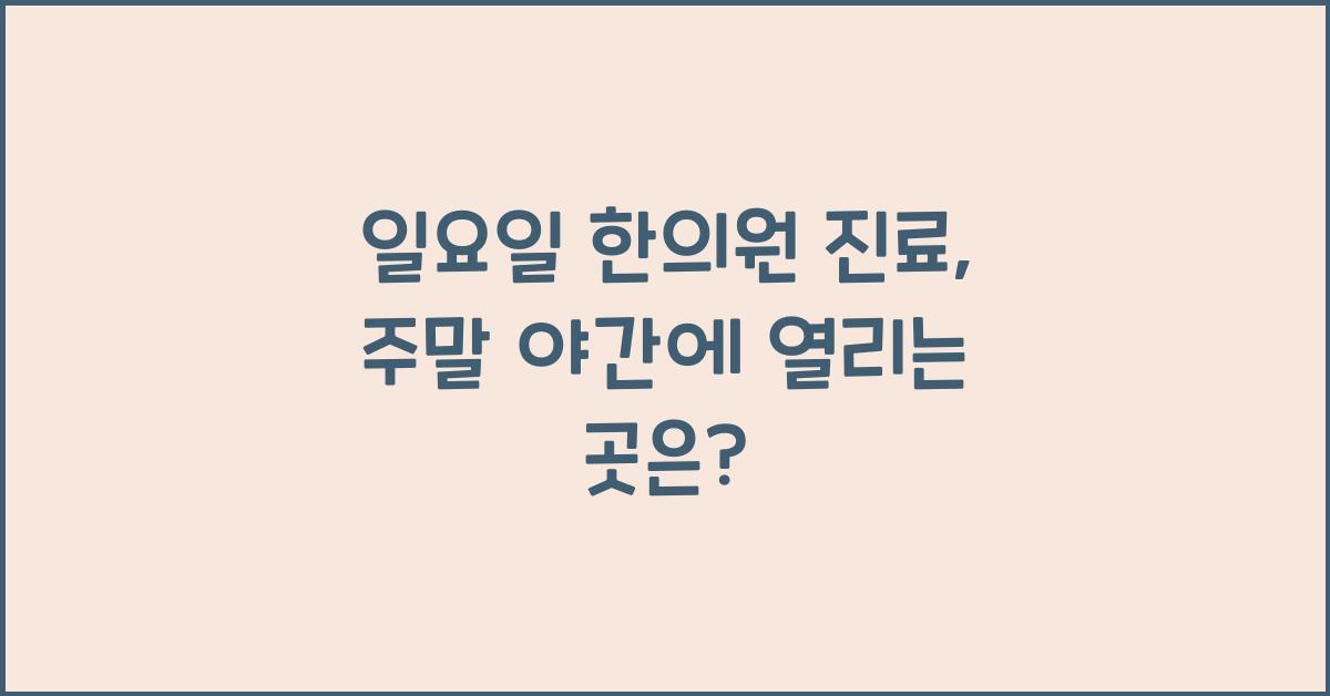 일요일 한의원 진료 주말 휴일 야간 여는 곳