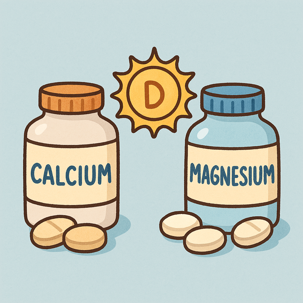 칼슘, 비타민D, 마그네슘