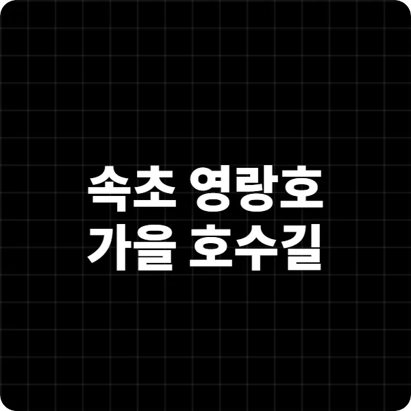 속초 영랑호 가을 호수길 가이드