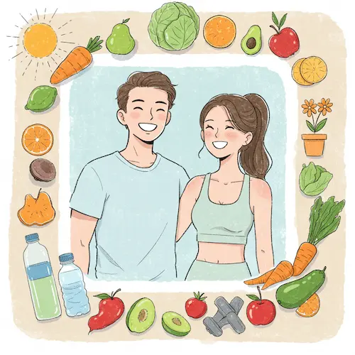 건강한 남녀가 밝게 웃으며 맥스 컷 버닝과 함께 건강한 라이프스타일을 즐기는 모습