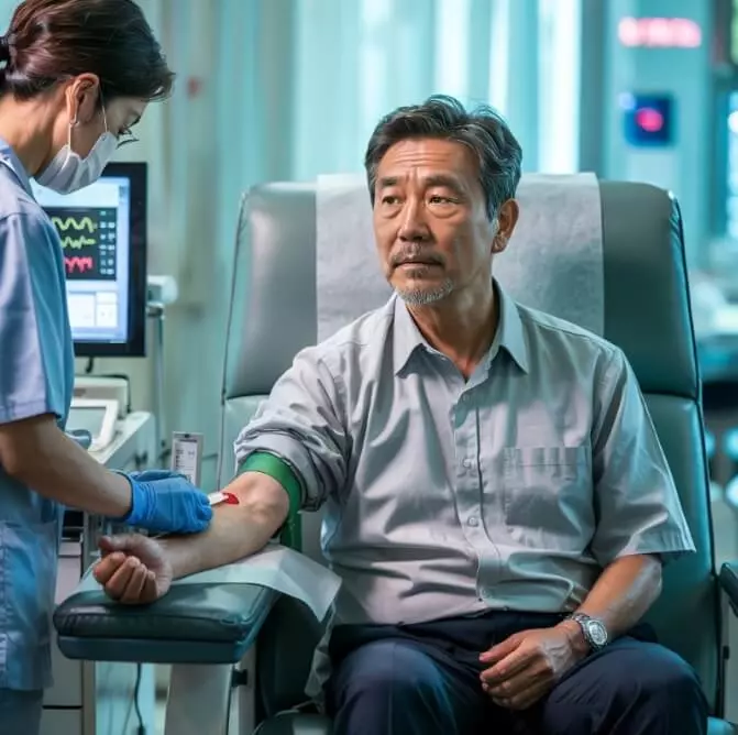 갱년기로 건강검진을 받는 50대 남성