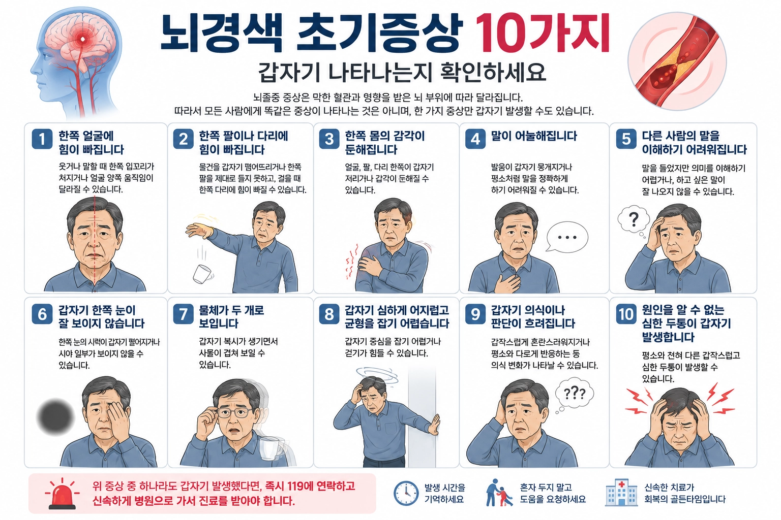 뇌경색 초기증상 10가지