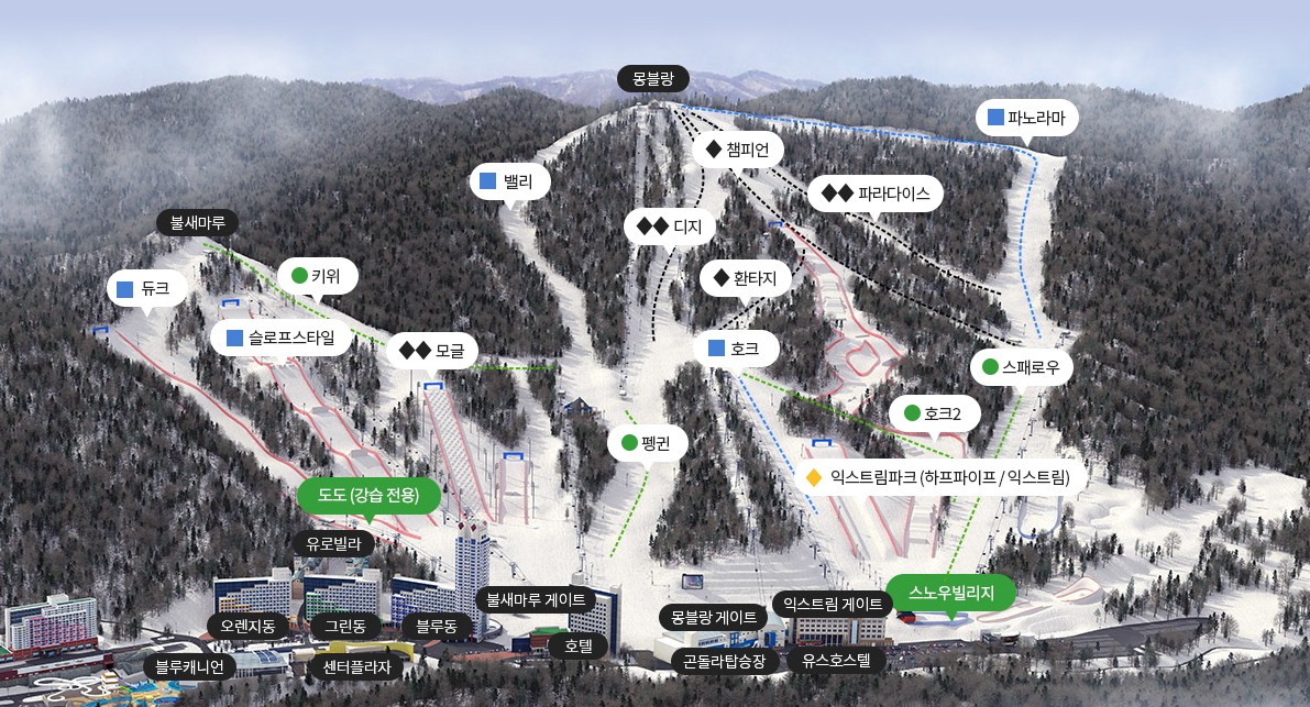 신나는 겨울 강원도 스키장 추천 - 휘닉스평창스노우파크, 용평스키장, 홍천 비발디파크 스키장, 횡성 휘닉스평창스노우파크