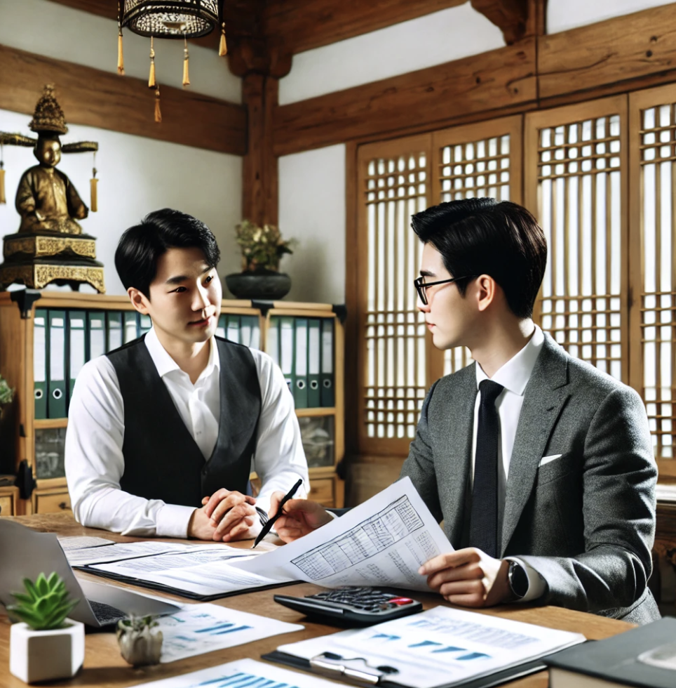 세무전문가와 고객의 상담장면