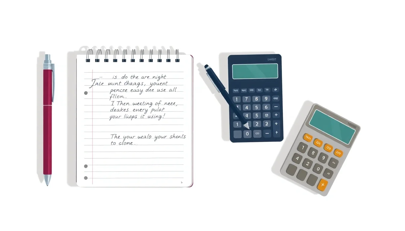 메모장, 펜, 두 개의 계산기.