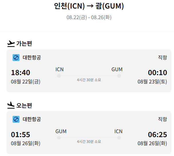 "대한항공 인천-괌 8월 특가 377,800원! 4박5일 괌 여행 완벽 가이드 🏝️