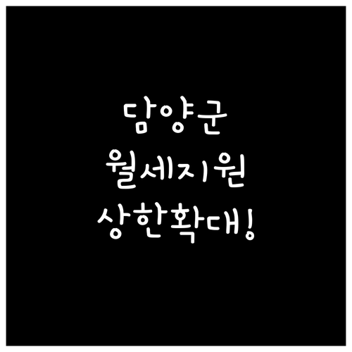 2026년 담양군 청년월세, 보증금 ..