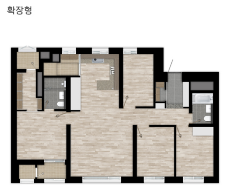 동탄 롯데캐슬 84A 확장형 평면도
