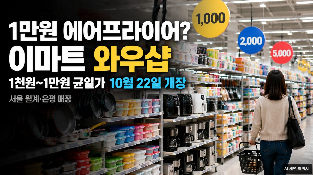이마트 와우샵 1천원~1만원 균일가 매장 개념 이미지(AI 생성 이미지)