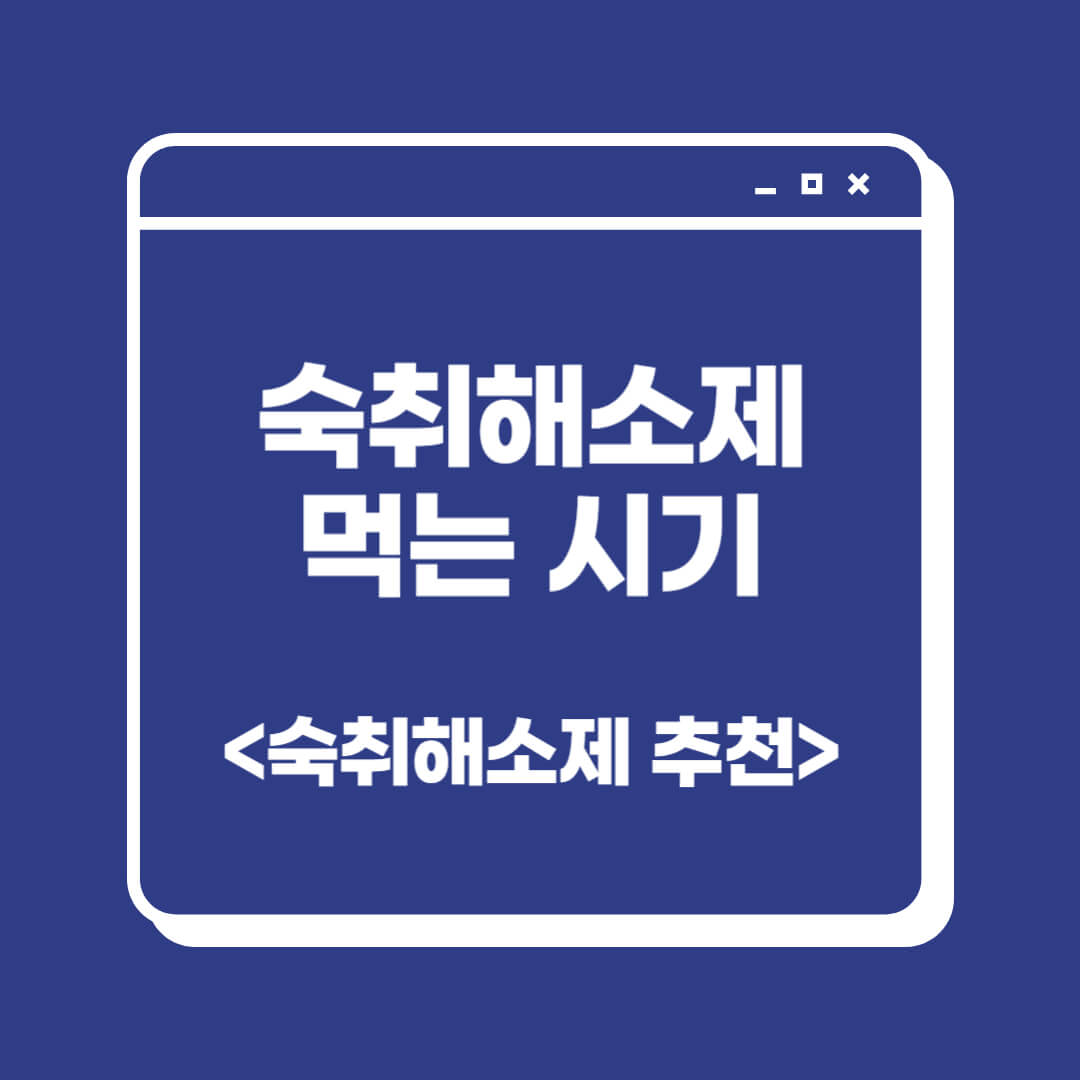 숙취해소제 먹는시기 추천