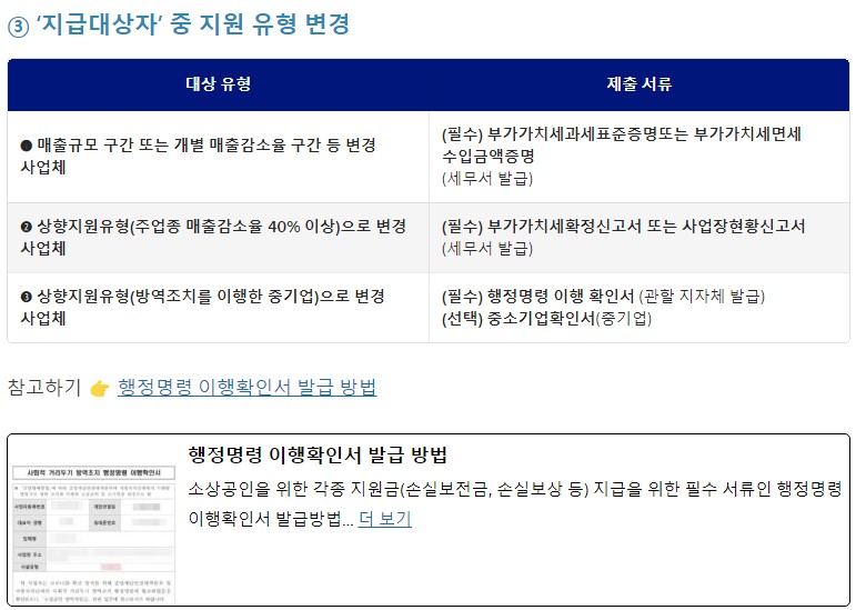 소상공인 손실보전금 확인지급