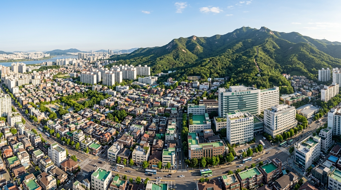 아차산과 중곡동 전경