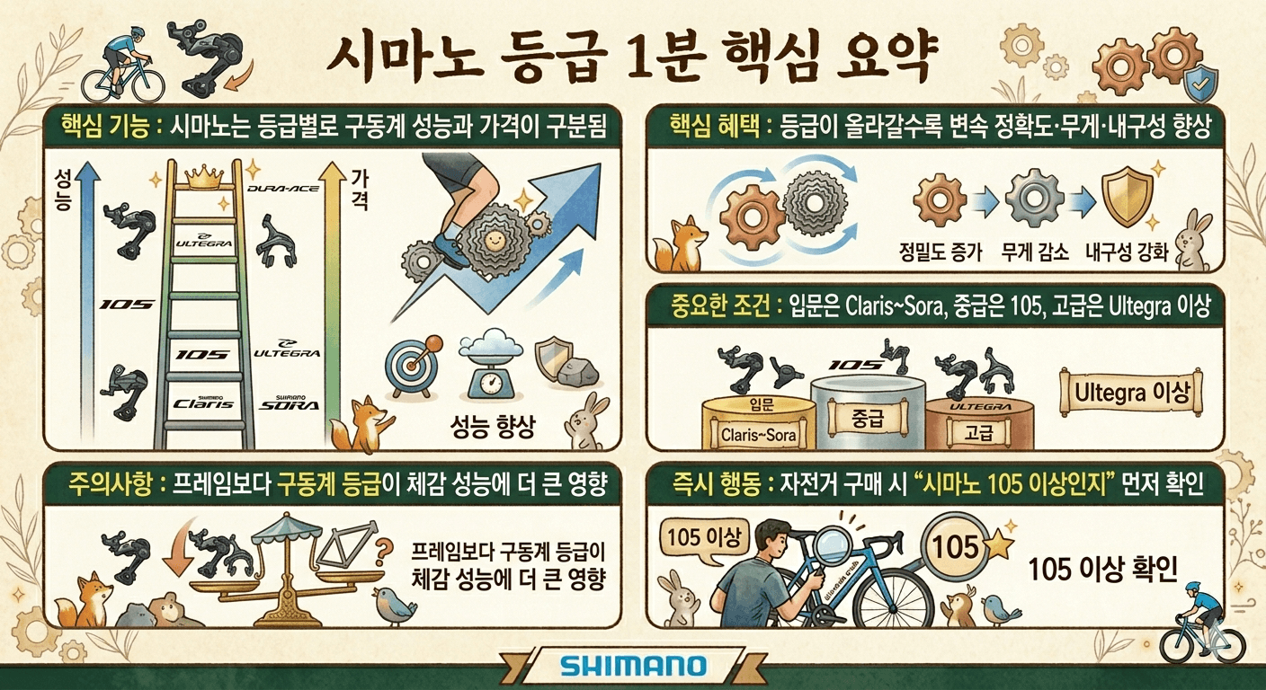 시마노 로드 구동계 등급 완벽 정리