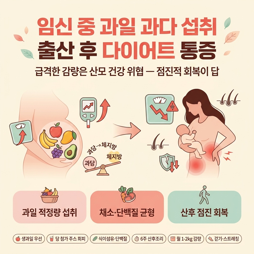 임신 중 과일 과다 섭취, 출산 후 다이어트 통증