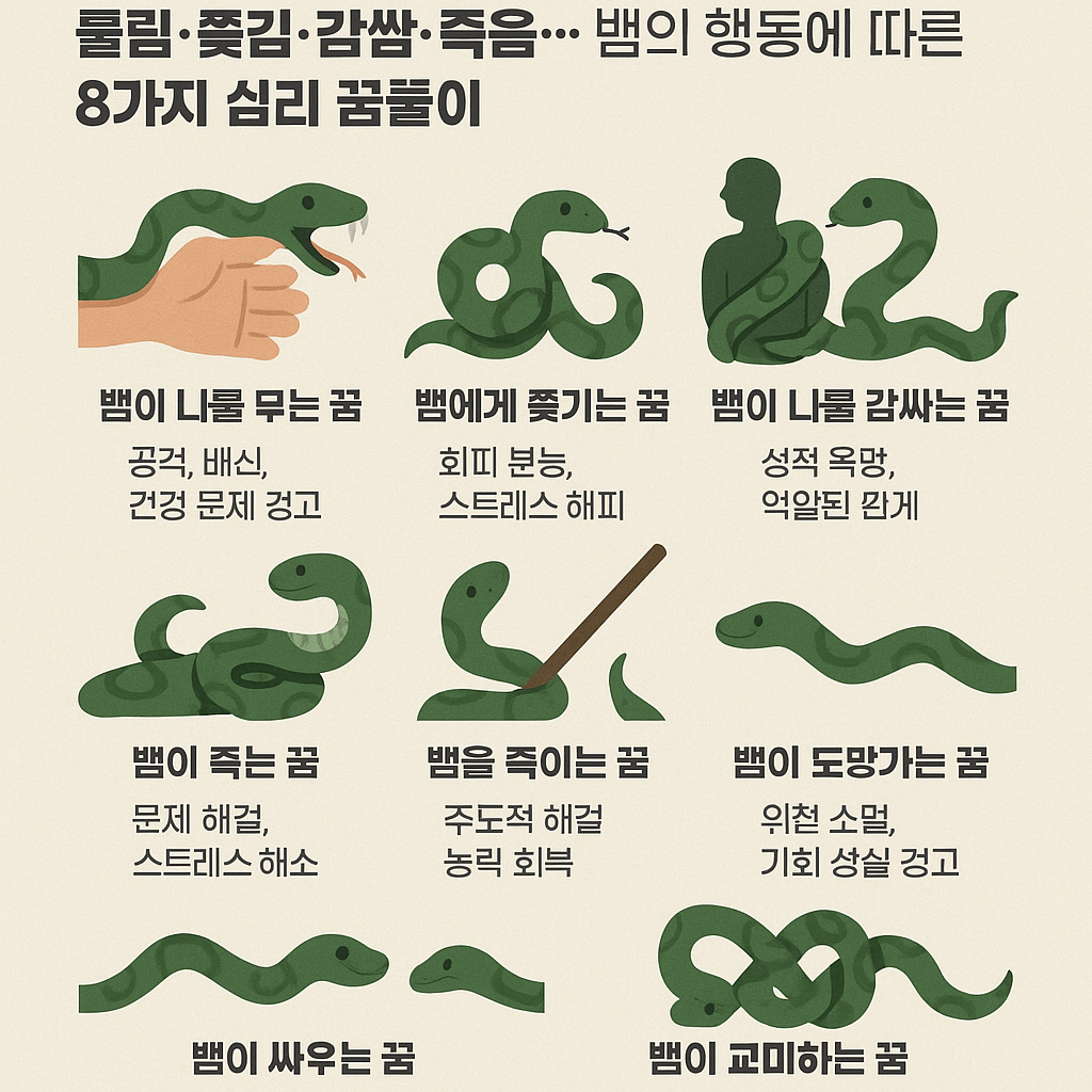 뱀의 행동에 따른 꿈 해몽(물림 등)