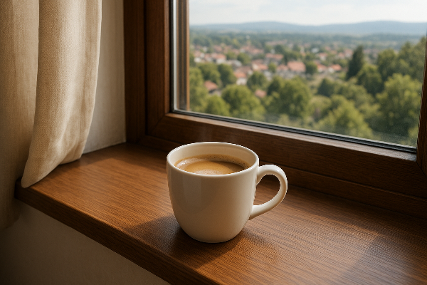 창밖 풍경과 커피 한 잔의 여유