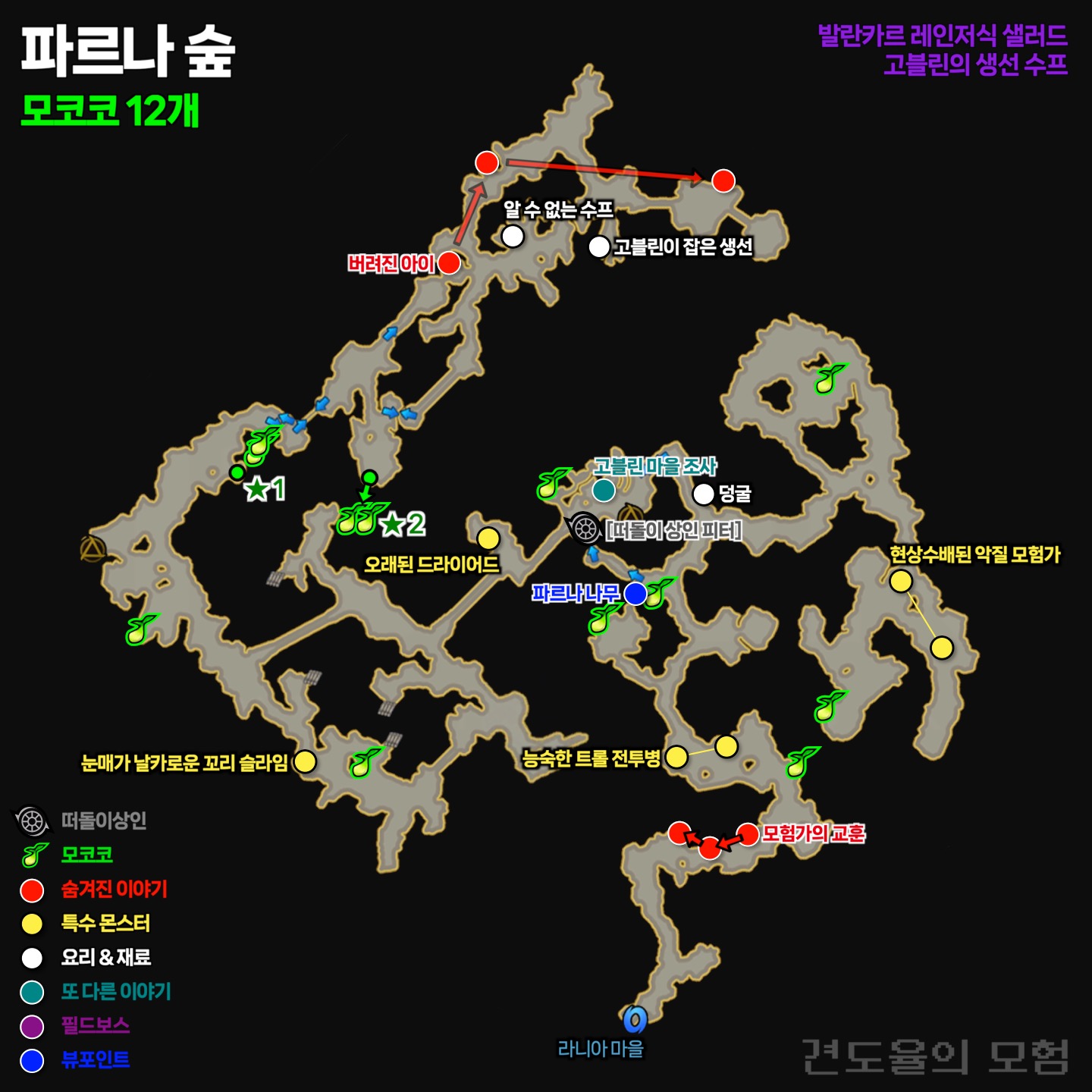 파르나 숲에는 12개의 모코코가 있습니다.