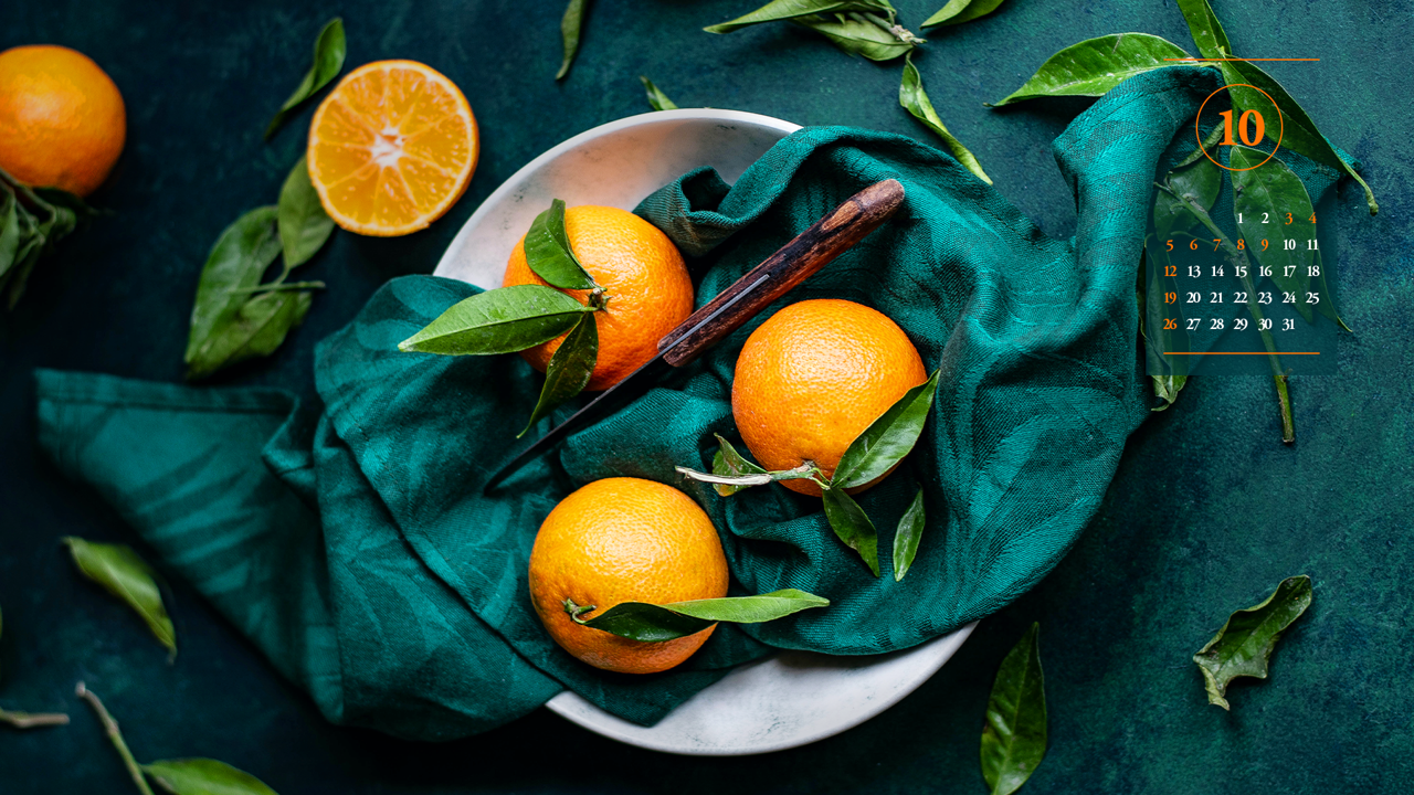 13 오렌지 청록색 배경 A - 2025년10월 노트북배경화면