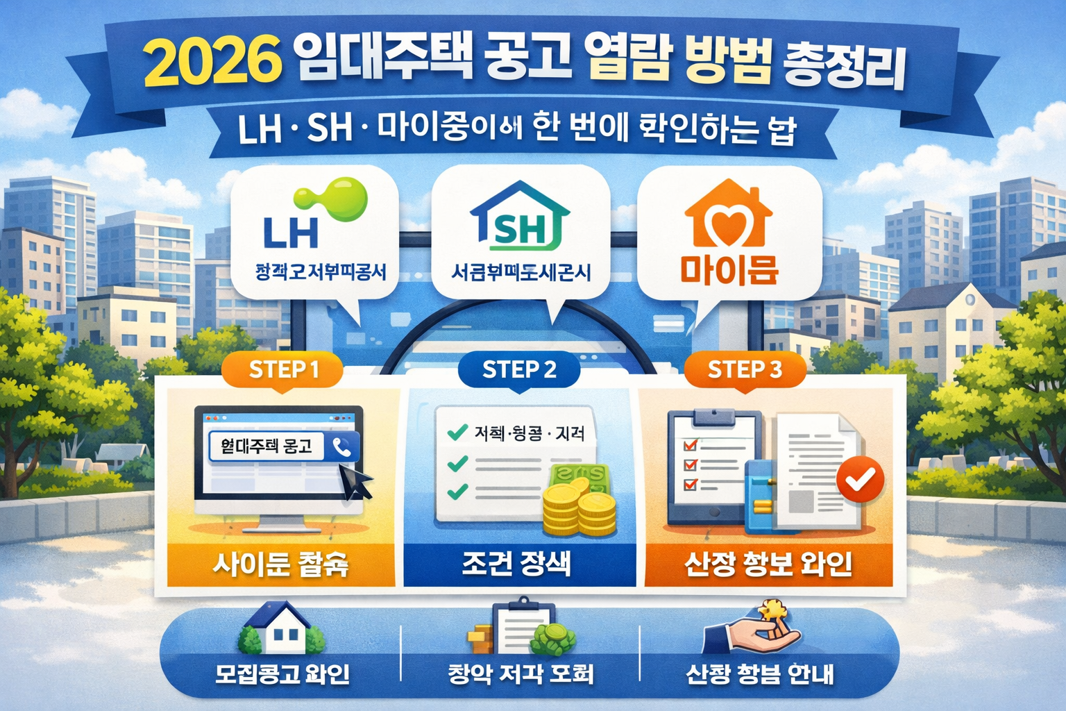 2026 임대주택 공고 열람 방법 총정리 LH·SH·마이홈에서 한 번에 확인하는 법