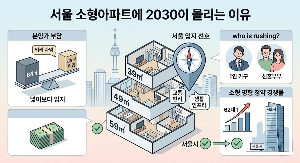 서울 소형아파트 청약 경쟁률 급등, 2030이 59㎡ 미만에 몰리는 이유