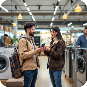 혼수가전 준비하는 예비 부부 이미지