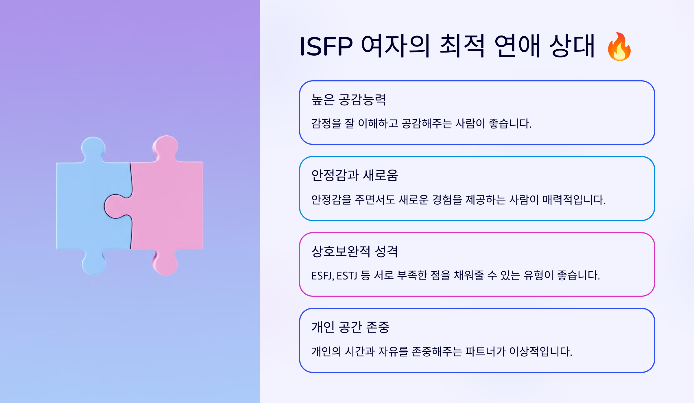 ISFP 여자의 최적 연애 상대