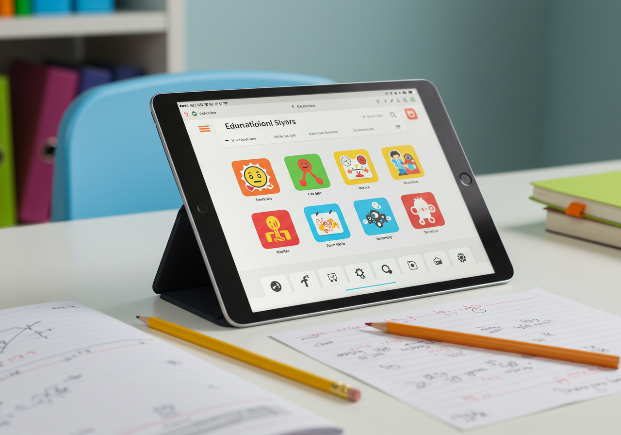 스마트러닝 환경에서 학습 집중이 어려운 상황을 보여주는 이미지