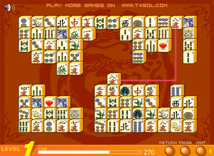사천성-마작-추억의-플래시게임-플레이-같은-종류의-마작패를-연결하는-화면