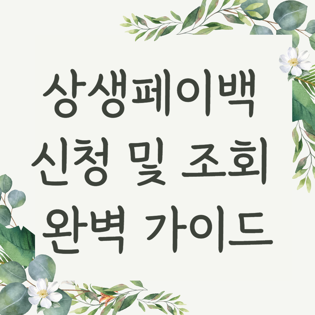 상생페이백 신청 및 조회 완벽 가이드