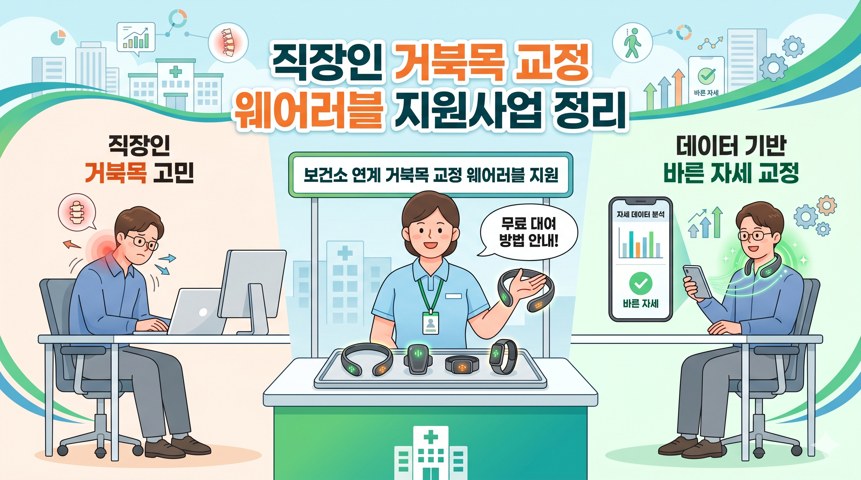 직장인 거북목 교정 웨어러블 지원사업 정리 (보건소 연계 무료 대여 방법)
