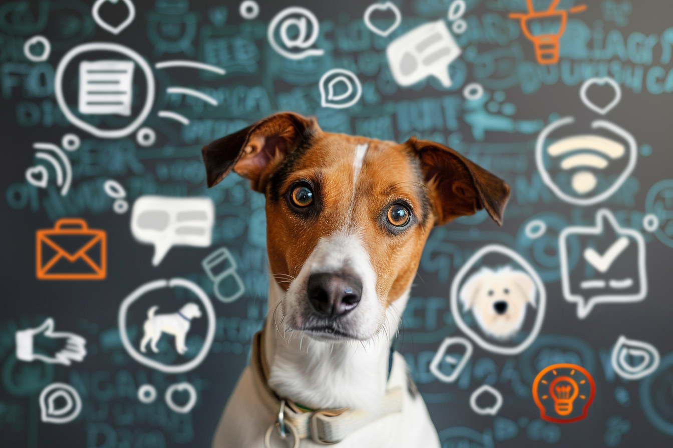 surrounded by FAQ icons and speech bubbles