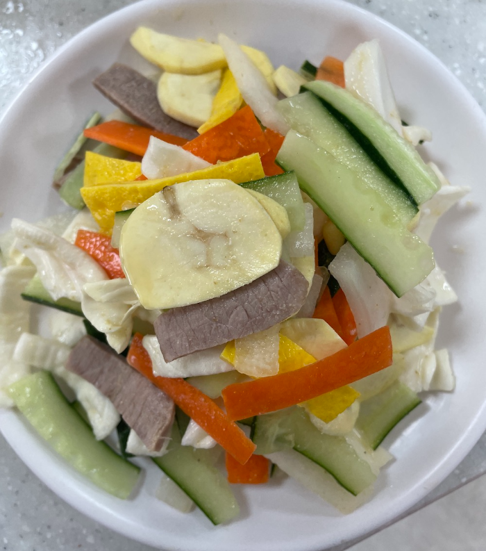 한식조리기능사 실기시험 준비 - 겨자채 - 내 작품