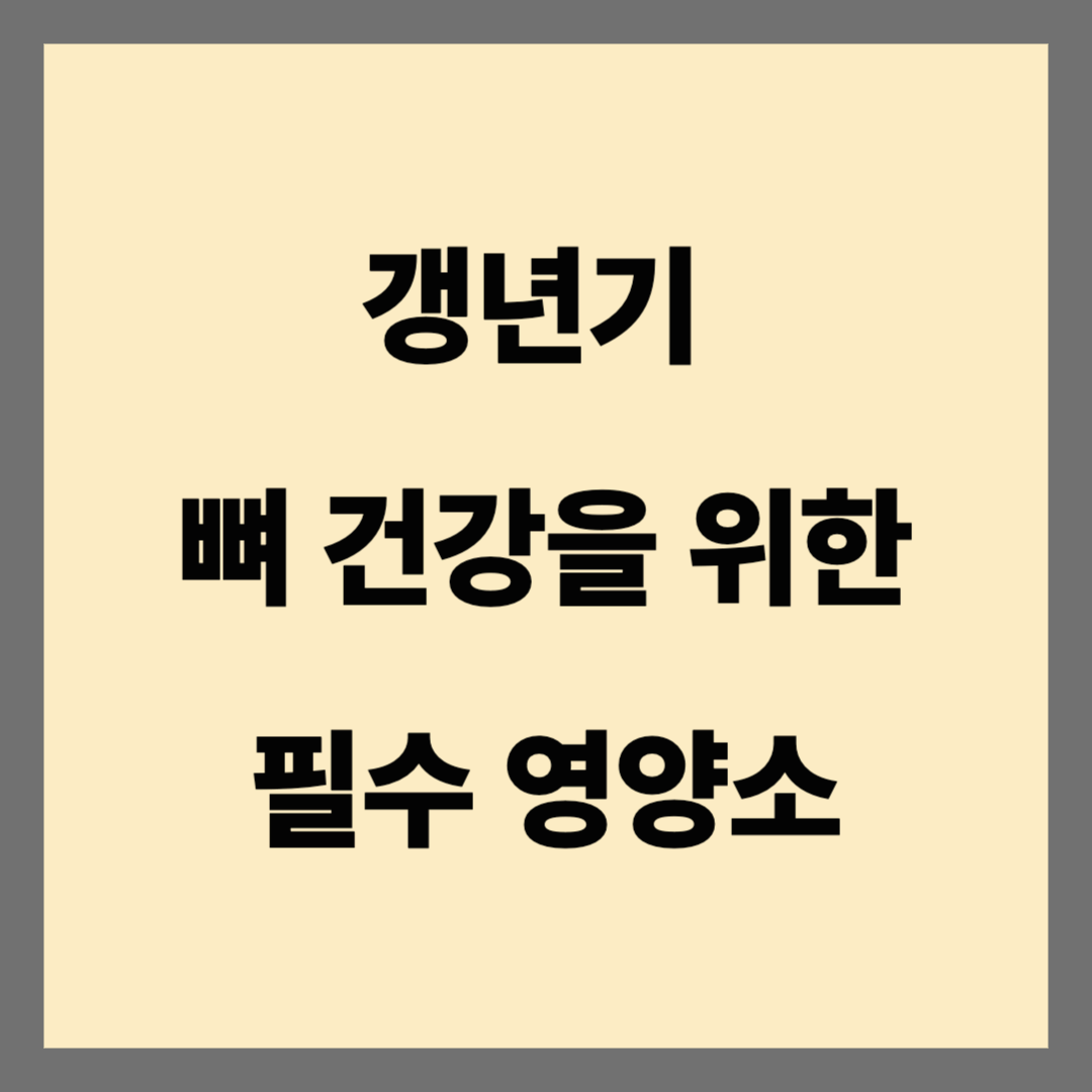 갱년기 여성의 뼈 건강을 위한 필수 영양소