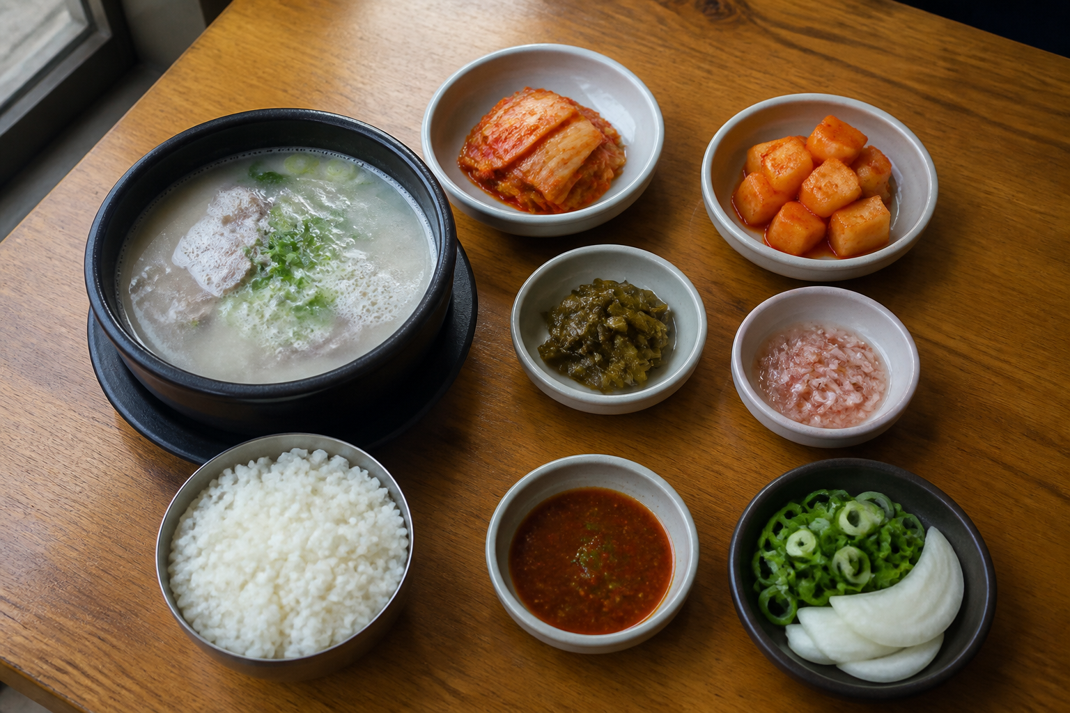 짠 음식이 겹친 외식 장면
