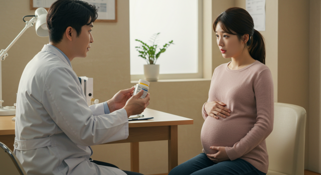 산부인과 의사가 임산부와 상담하는 모습