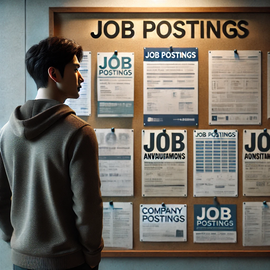 구직광고를 보고 있는 청년 이미지