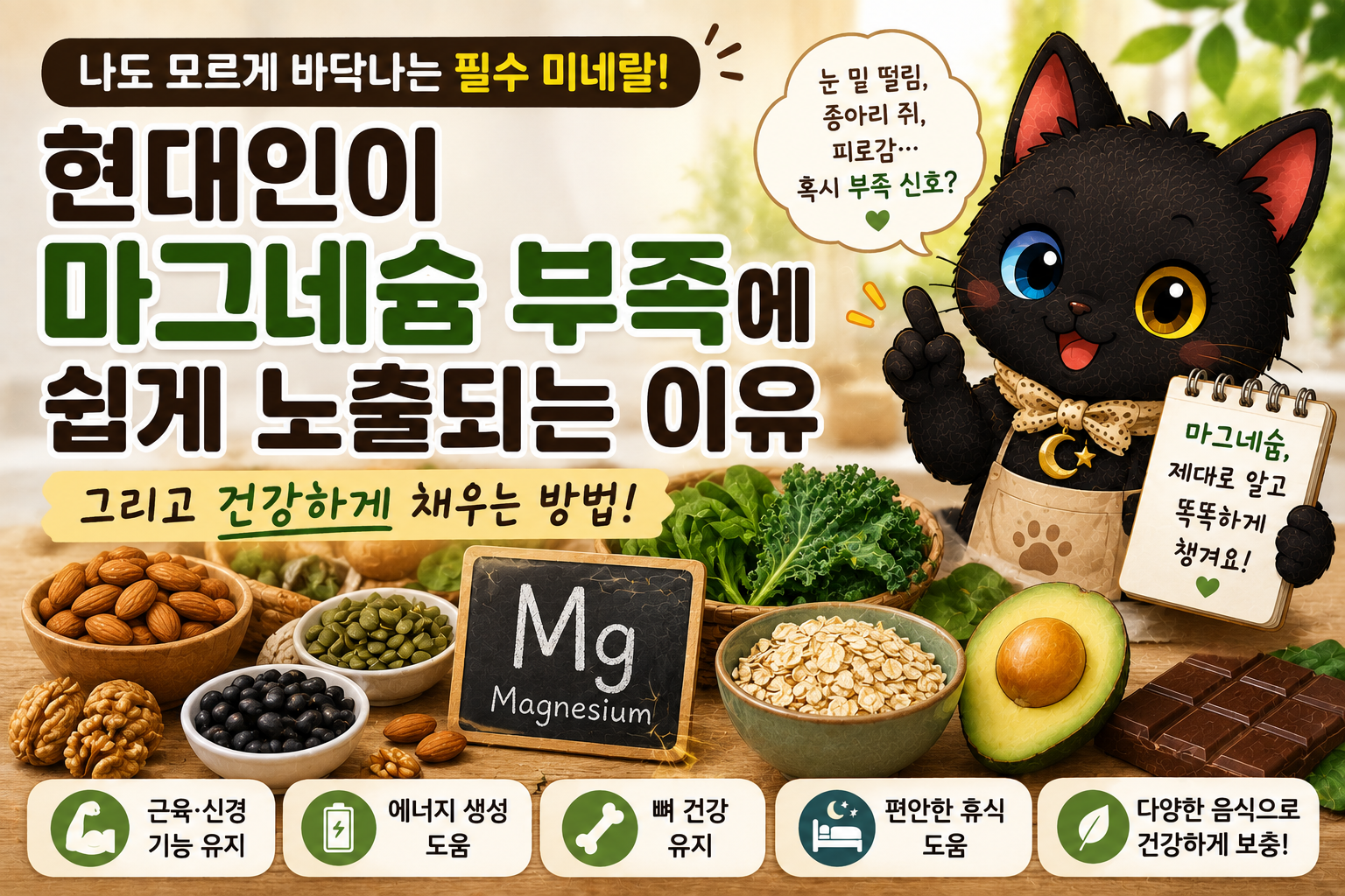 마그네슘 부족은 왜 생길까? 필수 미네랄의 역할과 음식으로 건강하게 채우는 방법