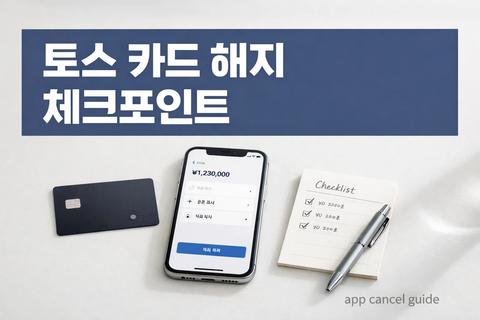 토스 카드 해지 전 확인해야 하는 카드 사용내역 잔액 자동결제 여부와 해지 진행 절차를 설명한 이미지