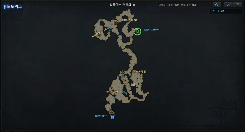 침묵하는 거인의 숲 지도