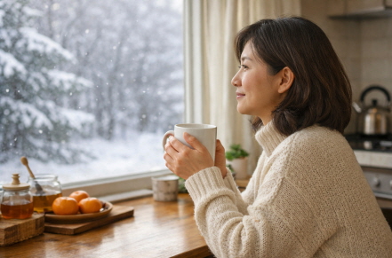 겨울철 건강 관리하는 모습