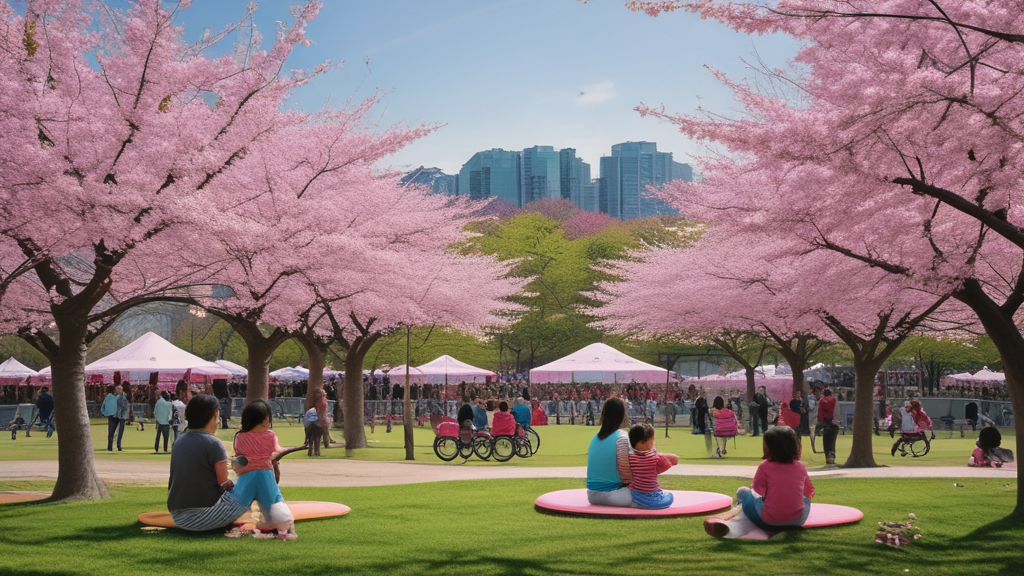 벚꽃이 피어있는 공원