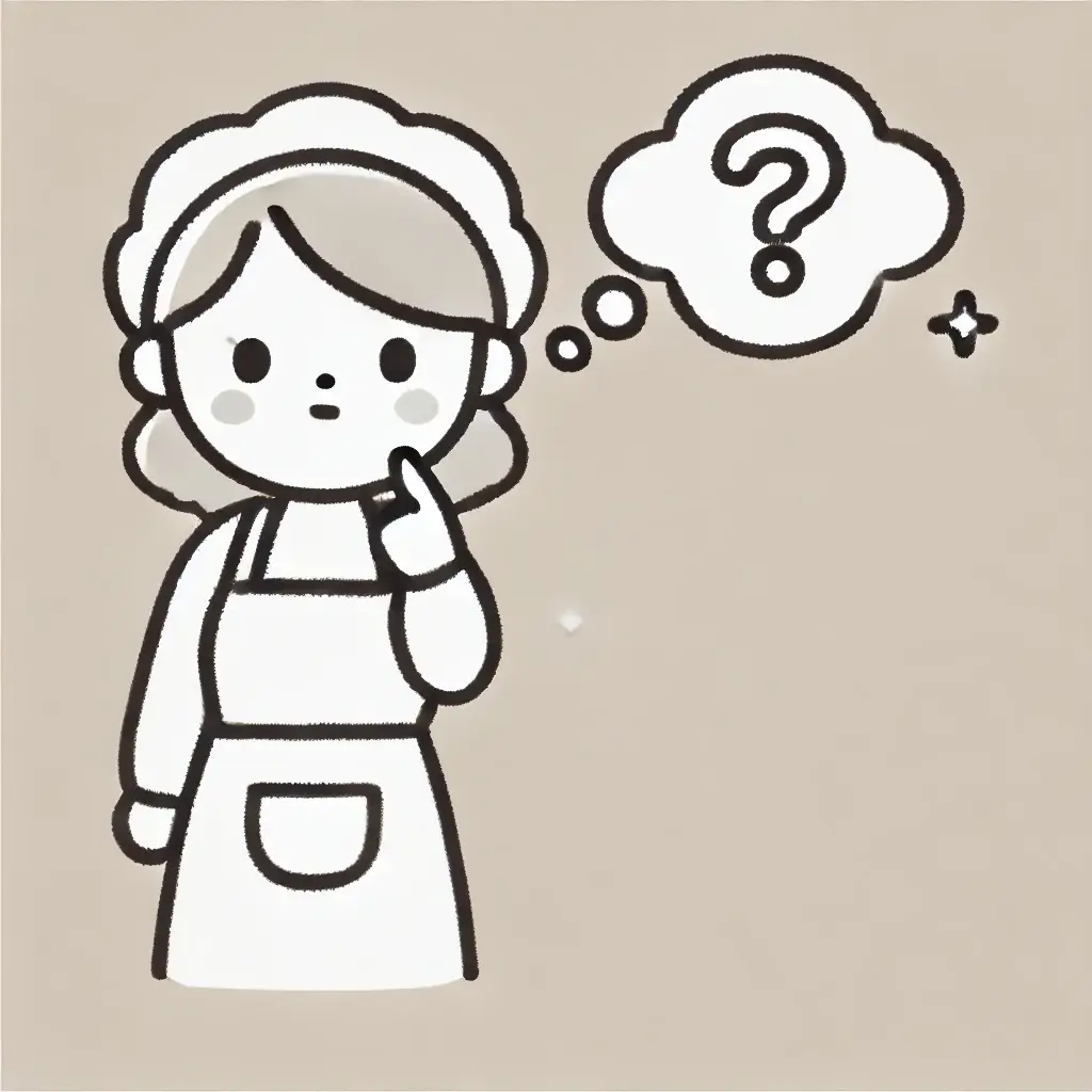 생각 풍선에 물음표가 있는 궁금해하는 주부